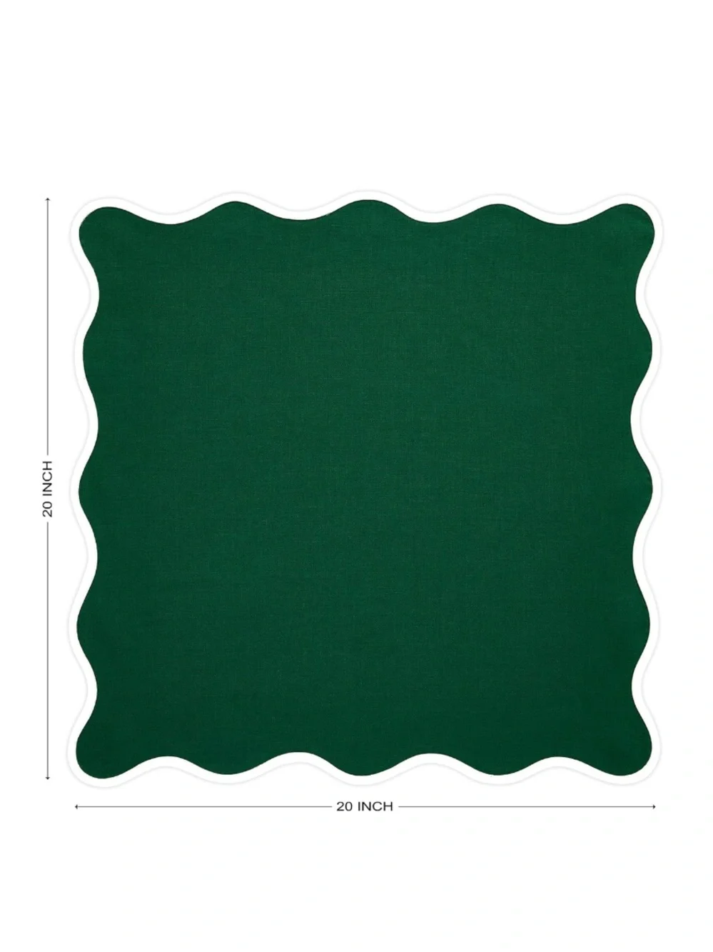 100% Pure Linen Cloth Dinner Napkins SCALLOPED EDGE 20x20” (4-count) GREEN WHITE